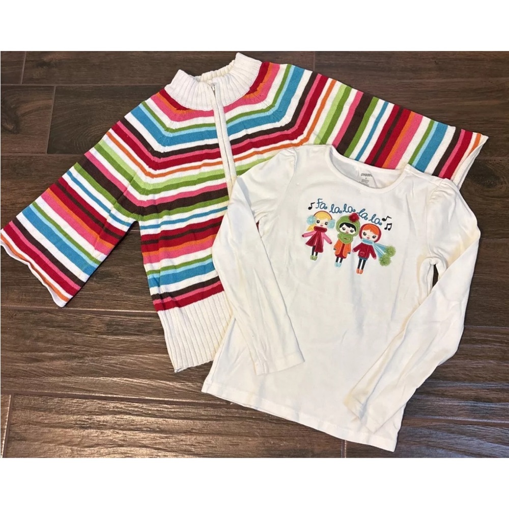 Gymboree COZY CUTIE striped bell sleeve sweater Fa La La Appliqué Shirt 9